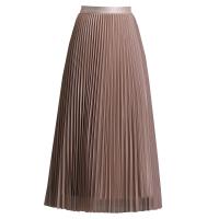 Polyester Waist-controlled & Pleated & High Waist Skirt patchwork Solid : PC