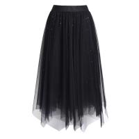 Polyester Waist-controlled & Slim & Pleated & High Waist Skirt patchwork : PC