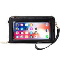 PU Leather RFID-blocking Cell Phone Bag can touch screen & Multi Card Organizer Polyester Solid PC