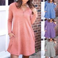 Cotton One-piece Dress & loose Solid PC