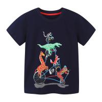 Algodón Camiseta chico, impreso, Dinosaurio, negro,  trozo