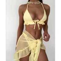 Spandex & Polyester Bikini backless & with mini skirt & padded plain dyed Solid Set