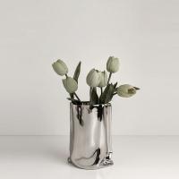 Keramik Vase, Splitter plattiert, Silber,  Stück