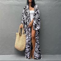 Rayon Swimming Cover Ups sun protection & loose printed geometric white and black : PC