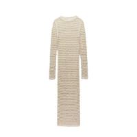 Acrylic & Cotton Beach Dress & hollow crochet beige PC