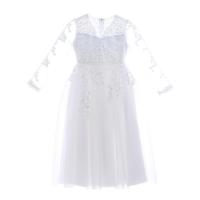 Cotton Slim & Princess Girl One-piece Dress large hem design patchwork Solid white PC