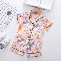 Polyester Children Pajama Set & two piece & unisex Pants & top printed animal prints Set