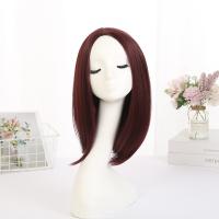 Chemical Fiber can be permed and dyed Wig for women wine red Box