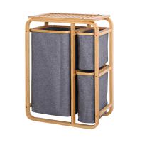Cationic Fabric & Bamboo Multifunction Storage Basket large capacity Solid gray PC