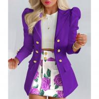 Polyester Women Casual Set & two piece skirt & coat printed Set