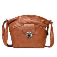 PU Leather Crossbody Bag washed & soft surface Solid PC