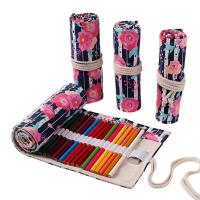 Canvas Stationery Pen Bag portable printed floral pink PC