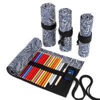 Cotton Linen & Canvas Stationery Pen Bag portable printed wave pattern blue PC