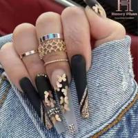 ABS Fake Nails for women & with rhinestone black PC
