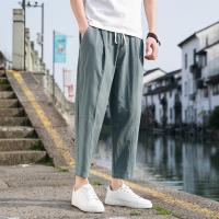 Cotton Linen Plus Size Men Casual Pants & loose Solid PC