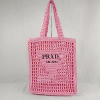 Paper & Straw Woven Shoulder Bag large capacity & hollow letter PC