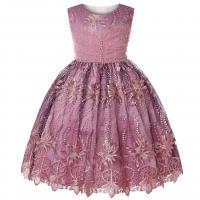 Polyester Girl One-piece Dress mid-long style & with beading Solid PC