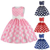 Polyester Girl One-piece Dress mid-long style printed dot PC