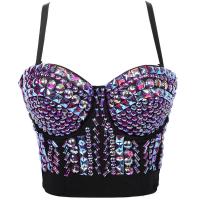 Polyester Slim & Crop Top Camisole backless patchwork PC