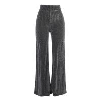 Polyester High Waist Women Long Trousers & loose patchwork silver PC