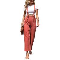 Polyester Middle Waist Women Suspender Trousers & loose Solid PC