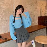 Acrylic Women Knitwear & two piece & loose knitted Solid Set