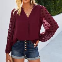 Polyester Women Long Sleeve Blouses & loose Solid PC