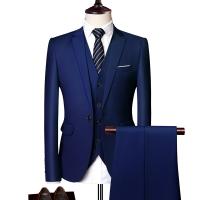 Cotton Plus Size Men Suit & three piece vest & Pants & coat Solid Set
