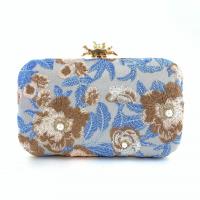 Polyester Clutch Bag embroidered & attached with hanging strap floral PC