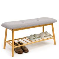 Fibra de madera de densidad media & Moso Bamboo & Paño Bastidor de zapatos de almacenamiento, marrón,  trozo
