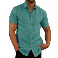 Polyester Slim Men Short Sleeve Casual Shirt Solid PC