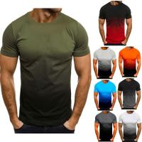 Polyester Slim Men Short Sleeve T-Shirt gradient PC