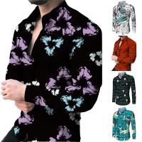 Polyester Mannen long sleeve casual shirts Afgedrukt verschillende kleur en patroon naar keuze stuk