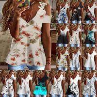 Cotton Women Short Sleeve T-Shirts & off shoulder & loose printed PC