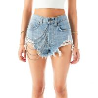 Cotton Ripped & High Waist Shorts Solid PC