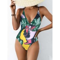 Polyester One-piece Swimsuit flexible & backless printed shivering PC