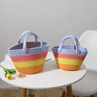 Cotton Cord Handbag contrast color & Cute striped PC