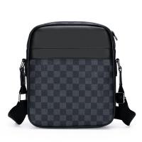 PU Leather & Polyester Crossbody Bag portable plaid black PC