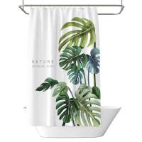 Polyester mildew proofing & Waterproof Shower Curtain printed Plant green PC