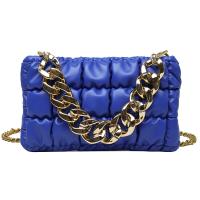 PU Leather Crossbody Bag with chain & soft surface Polyester plaid PC