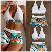 Polyester High Waist Bikini backless & two piece printed Set