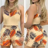 Polyester Women Casual Set & two piece short & camis printed Set