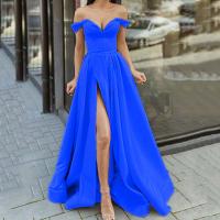 Polyester front slit Long Evening Dress & tube Solid PC