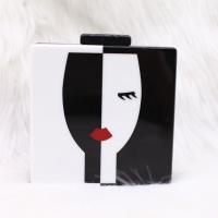 Acrylic hard-surface Clutch Bag patchwork white and black PC