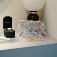 Turkey Hair Clutch Bag with chain & attached with hanging strap Solid PC