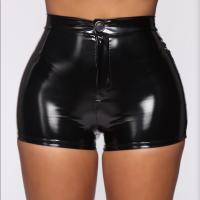 PU Leather Plus Size & High Waist Women Hot Pant & skinny Solid black PC