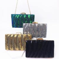 Metal & Plastic Sequins Box Bag & Evening Party Clutch Bag striped PC