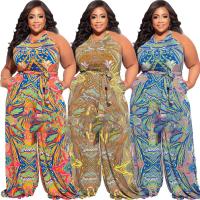 Polyester Plus Size Long Jumpsuit printed PC