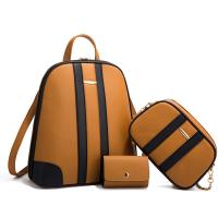 PU Leather Bag Suit soft surface & attached with hanging strap & three piece striped Set