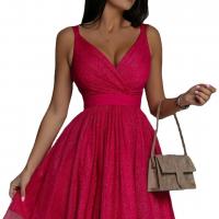 ポリエステル ショートイブニングドレス パッチワーク 単色 選択のためのより多くの色 一つ